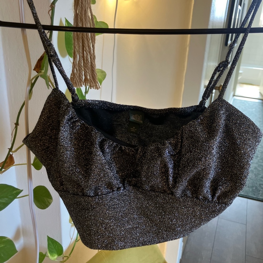 Sparkly Silver Crop Top